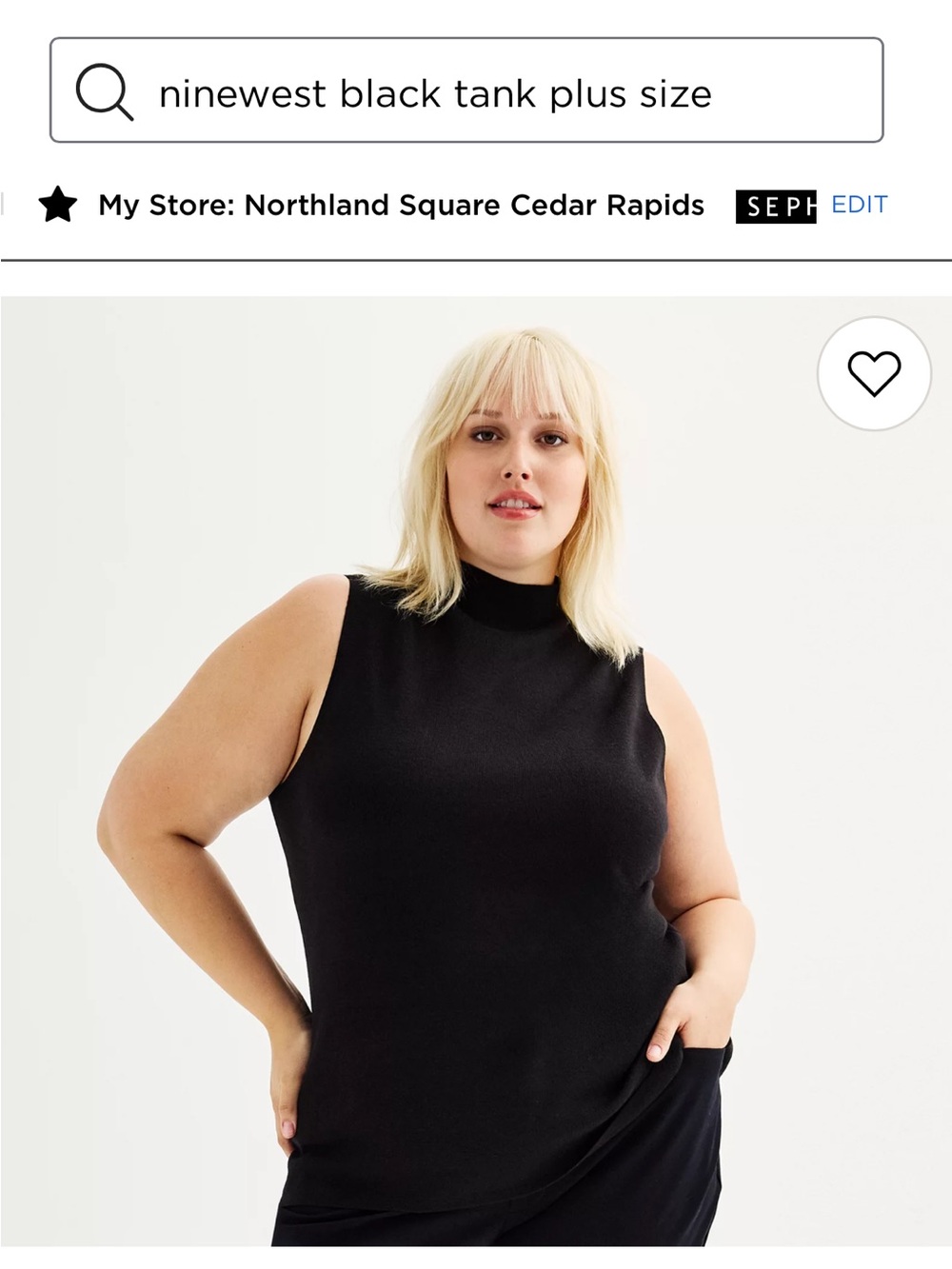 Nine West Black Sleeveless Mock Neck Sweater Top - Women